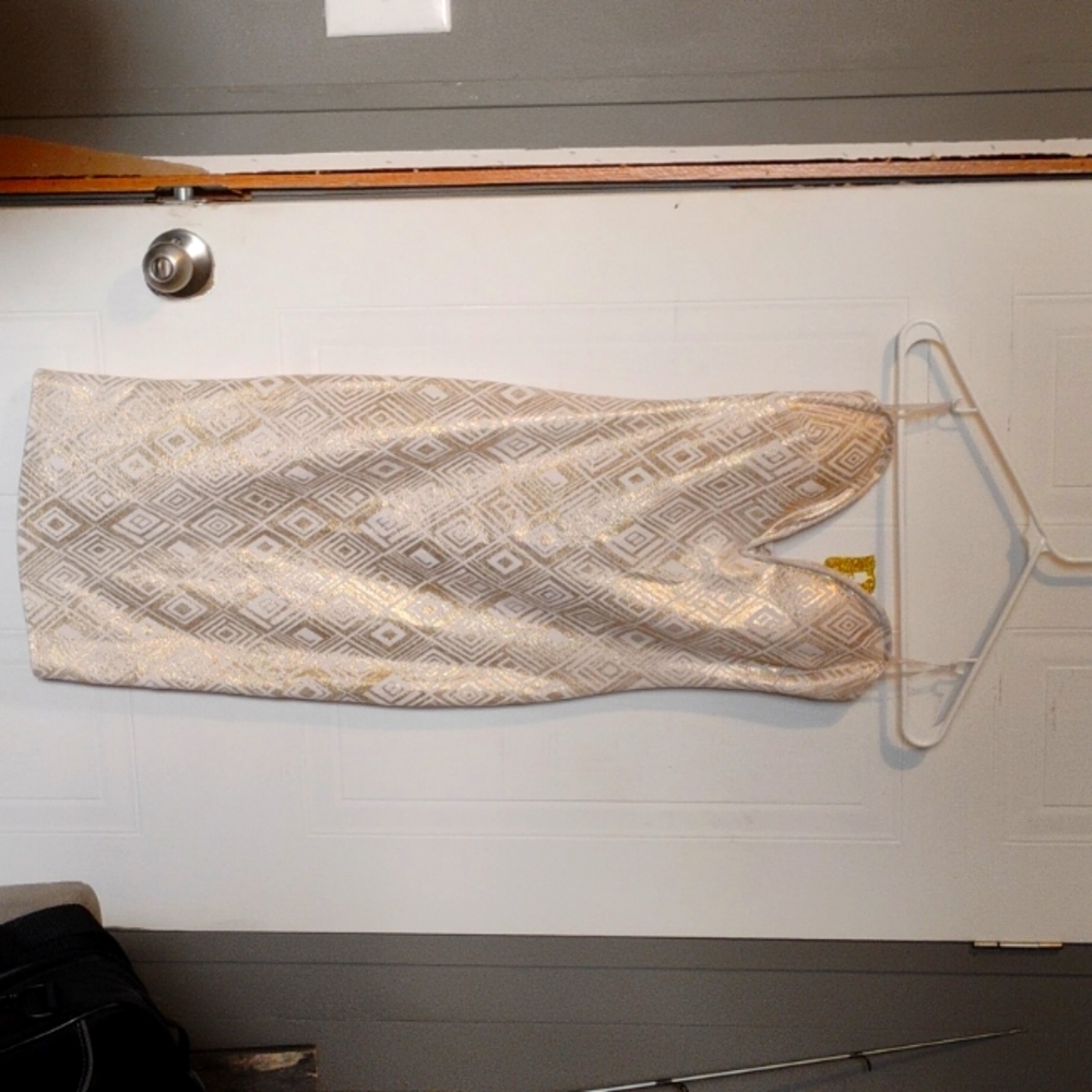 Ktoo white and gold strapless dress size small